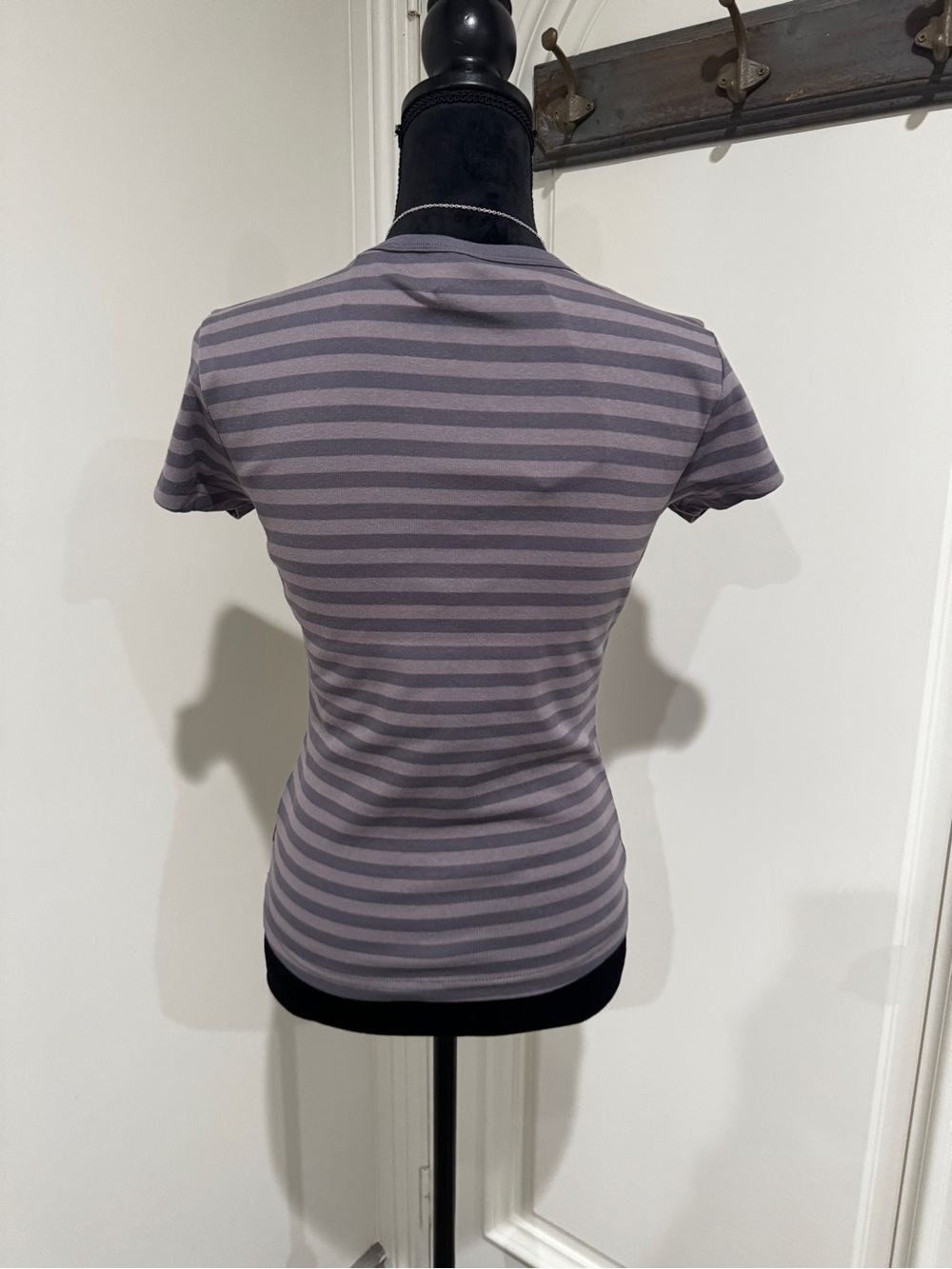 Dickies Women's Gray Stripe Crewneck Tee with White Logo - Picture 3 of 6